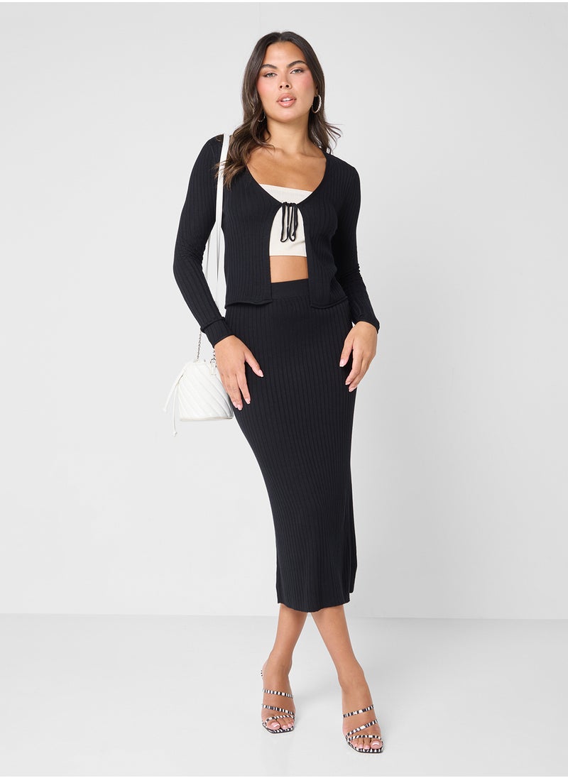 ONLY Tie Detailed Knitted Cardigan  - Image 4