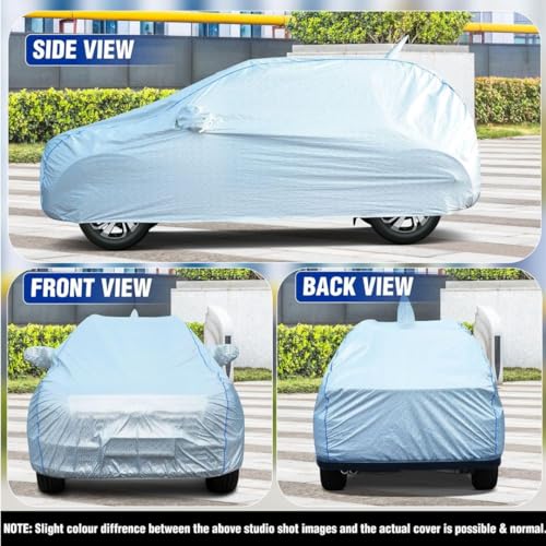 CABIUS 100% Waterproof Car Body Cover for Maruti Suzuki Swift (2018-2023) with Mirror Pocket, Heat & UV Resistant, Triple Stitched, Soft Lining, Bottom Elastic & Piping (Silver Reflective) - Image 4