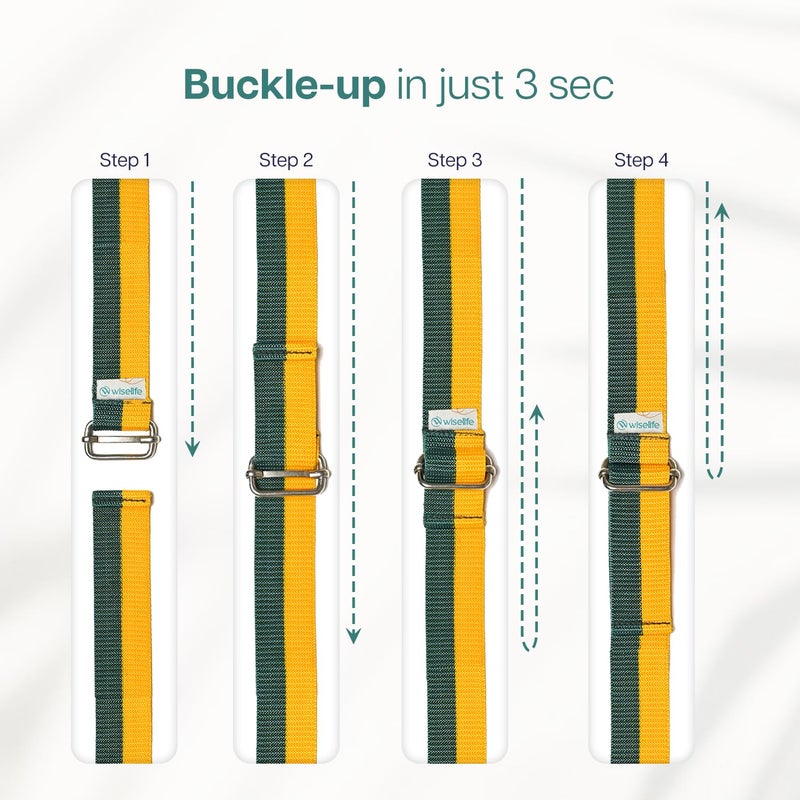 WISELIFE Yoga Stretch Belt/Strap | Best for Daily Stretching, Yoga, Pilates, Physical Therapy, Fitness | 8 Feet Premium Cotton Strech Band (Green-Yellow) - Image 4