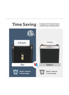 Gasin Paper Shredder-Powerfull, 8-Sheet Strip Cut With 3.17-Gallon Basket, P-2 Security Level, 3-Mode Design Shred CD & Credit Card, Durable And Fast With Jam Proof System, Paper Shredder For Home and Office  - Image 4