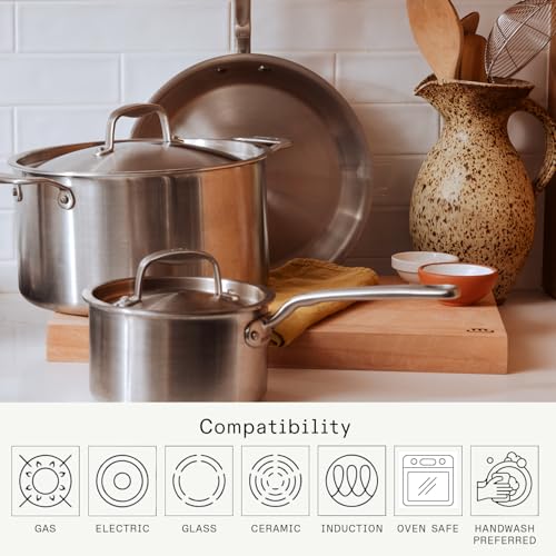 Madein Made In Cookware | 6 Pc Stainless Steel Cookware Set | 5 ply Clad - Includes Frying Pans, Saucepan, and Stock Pot | Professional Grade | Crafted in Italy | Induction Compatible - Image 4