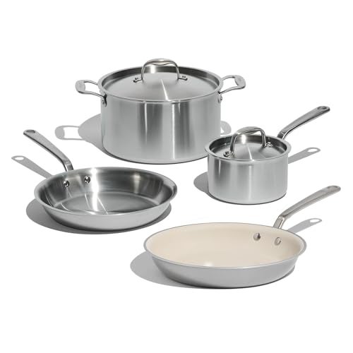 Madein Made In Cookware | 6 Pc Stainless Steel Cookware Set | 5 ply Clad - Includes Frying Pans, Saucepan, and Stock Pot | Professional Grade | Crafted in Italy | Induction Compatible - Image 1