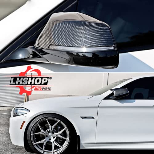 Qlhshop M Sport Car Side Mirror Caps for 2013-2018 BMW 5 6 7 Series F10 F07 F18 F11 F06 F12 F13 F02 520i 528i 535i 640i 650i Facelift Models Exterior Carbon Fiber Accessories Replacement Tuning Parts - 1 Pair - Image 2