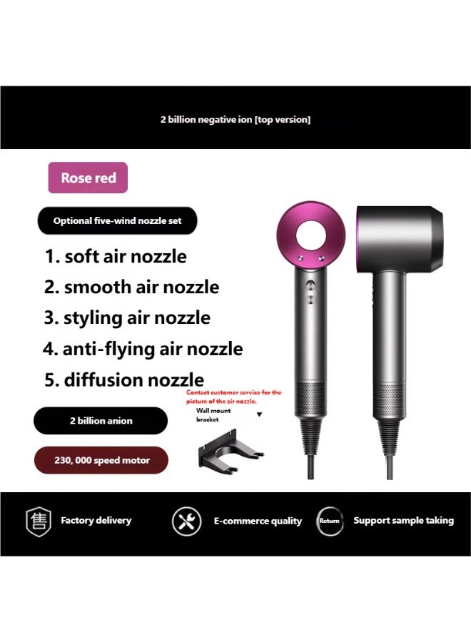 Bladeless Hair Dryer with 200 Million Negative Ions, 230,000 RPM High-Speed Motor, 5 Nozzle Attachments, Wall-Mounted Stand, Professional Salon, Hotel & Home Use - Image 1