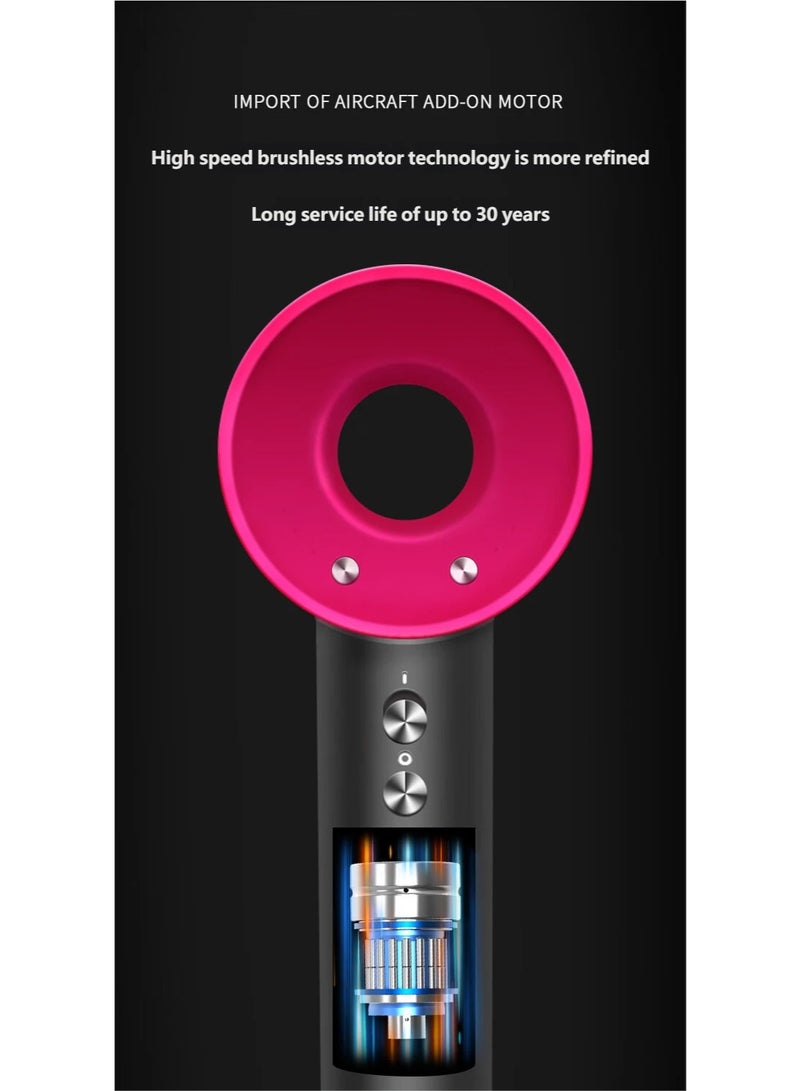 Bladeless Hair Dryer with 200 Million Negative Ions, 230,000 RPM High-Speed Motor, 5 Nozzle Attachments, Wall-Mounted Stand, Professional Salon, Hotel & Home Use - Image 4
