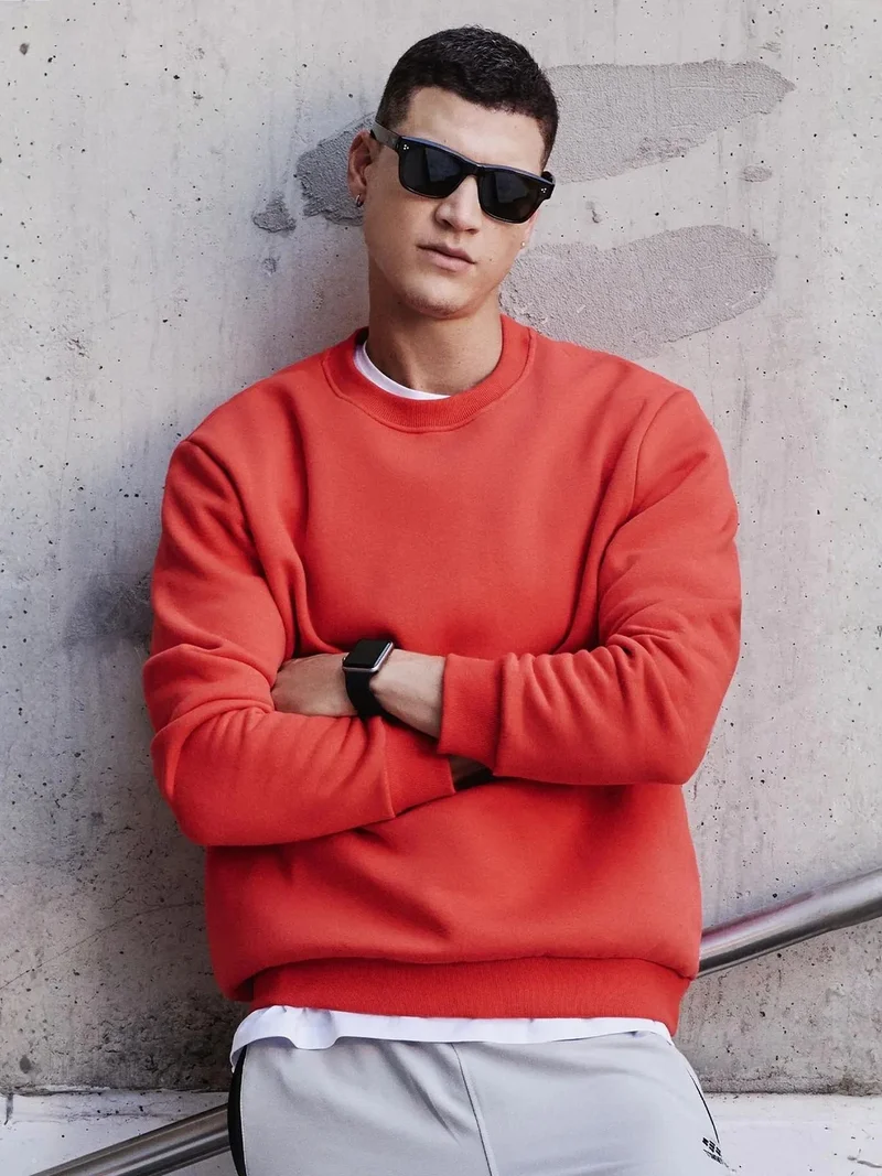 TOMMYLIFE TOMMY Men's Plain Crew Neck Sweatshirt