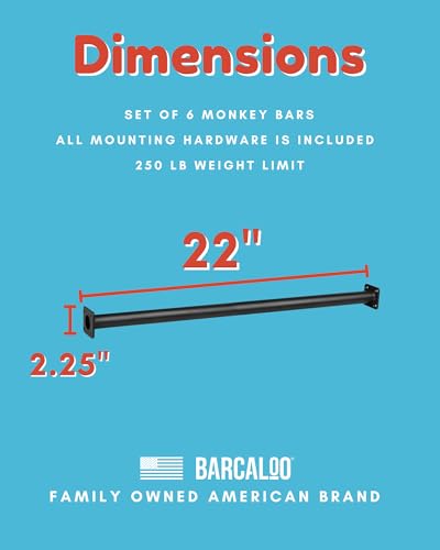 Barcaloo 22 Inch Outdoor Monkey Bars for Backyard Set of 6 Black Metal OutdoorIndoor Monkey Bars for Kids Playground Ladder Climbing or Swing Set Kit Includes Mounting Plates Hardware - Image 5