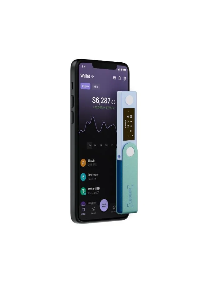 Ledger Nano X Hardware Wallet | Safest Crypto & NFT Cold Storage, Big Screen + Wireless Bluetooth & Type-C Connectivity, 5000+ Coins Supported, for iOS & Android, MacOS & Windows - Pastel Green