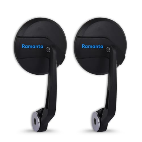 Ramanta Side Mirrors for Bikes | Handle Bar End Mirror for Bike | Rear View Side Handle Bar End Mirror | Round Convex Glass Rear View Side Mirror Compatible with for Reborn Classic | Hunter | Meteor - Image 1