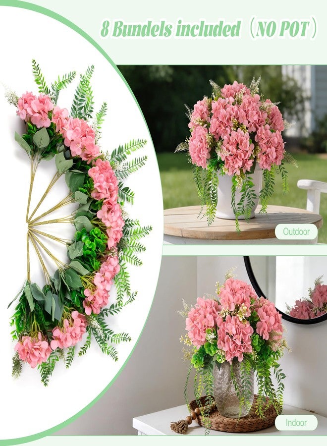 Ammyoo Artificial Hydrangea Flowers Silk Champagne Fake Flower with Eucalyptus for Outdoor Decorations UV Resistant Realistic Faux Plants for Garden Porch Window Box Indoor Table Decor - Image 5