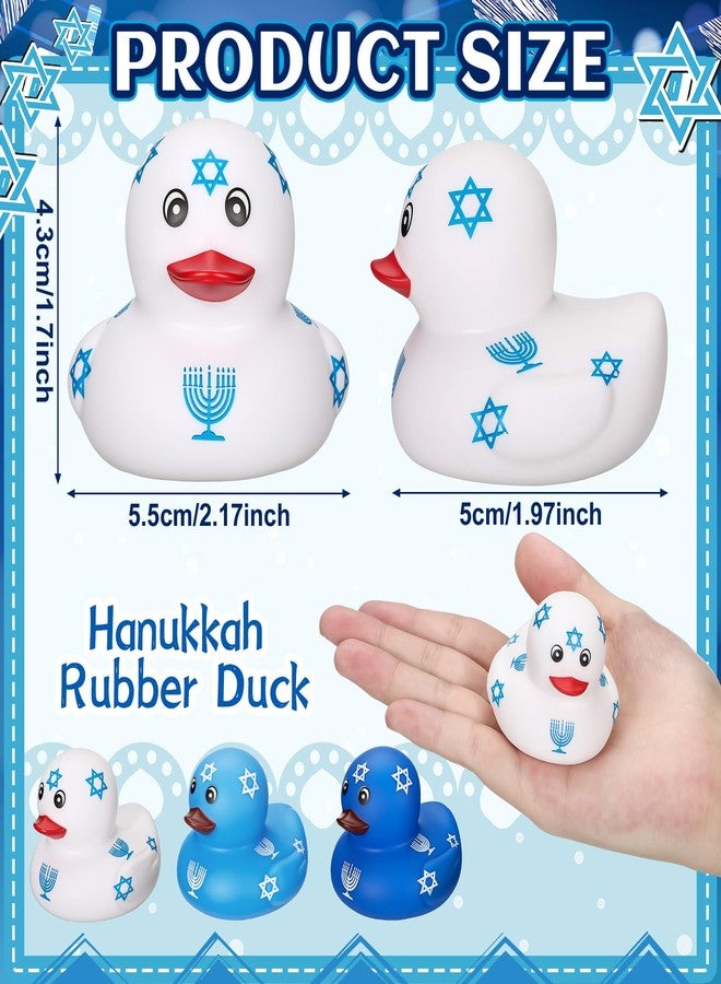 Arrowbash 24 Pcs Hanukkah Rubber Duck Small Float Rubber Duck for Hanukkah Thanksgiving Party Favor Swimming Pool Duckling Tub Pool Bag Filler Hexagram Menorah Star Pattern Adult - Image 2