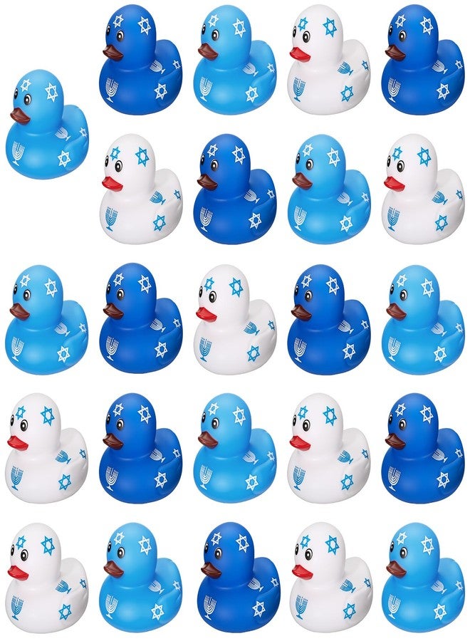 Arrowbash 24 Pcs Hanukkah Rubber Duck Small Float Rubber Duck for Hanukkah Thanksgiving Party Favor Swimming Pool Duckling Tub Pool Bag Filler Hexagram Menorah Star Pattern Adult - Image 1
