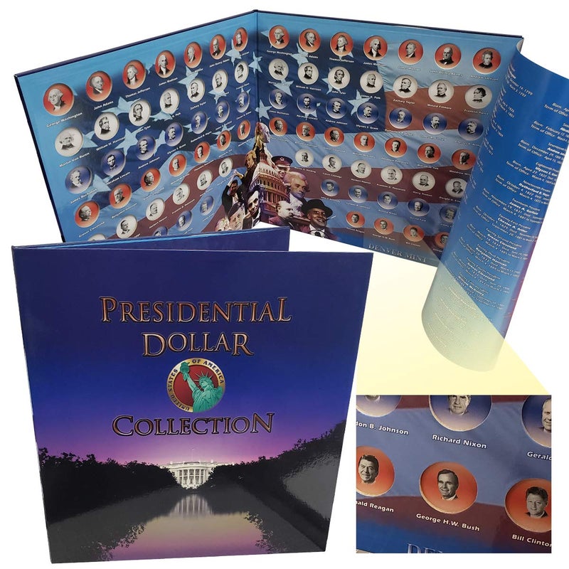 First Commemorative Mint Presidential Dollar Folder: Complete Philadelphia and Denver Mint Collection - Image 3