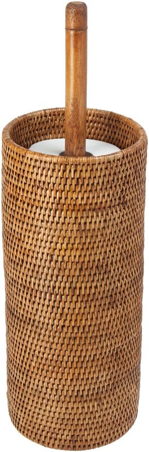 Kouboo KOUBOO 3 Rolls La Jolla Hand Woven Rattan Toilet Roll Stand Honey Brown 17145 x 17145 x 5207 cm - Image 1