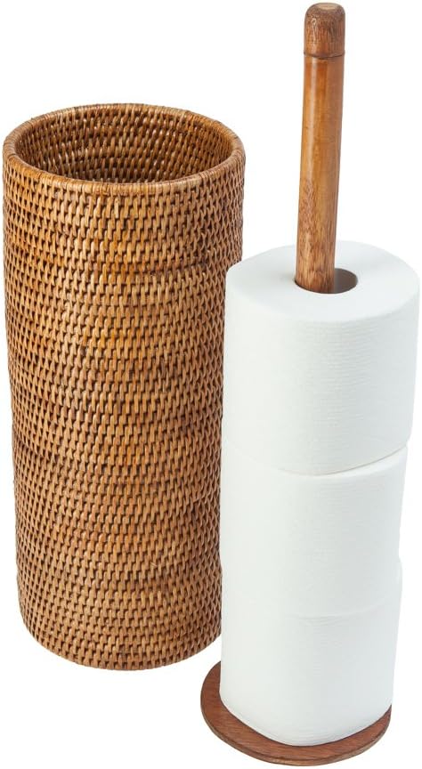Kouboo KOUBOO 3 Rolls La Jolla Hand Woven Rattan Toilet Roll Stand Honey Brown 17145 x 17145 x 5207 cm - Image 2