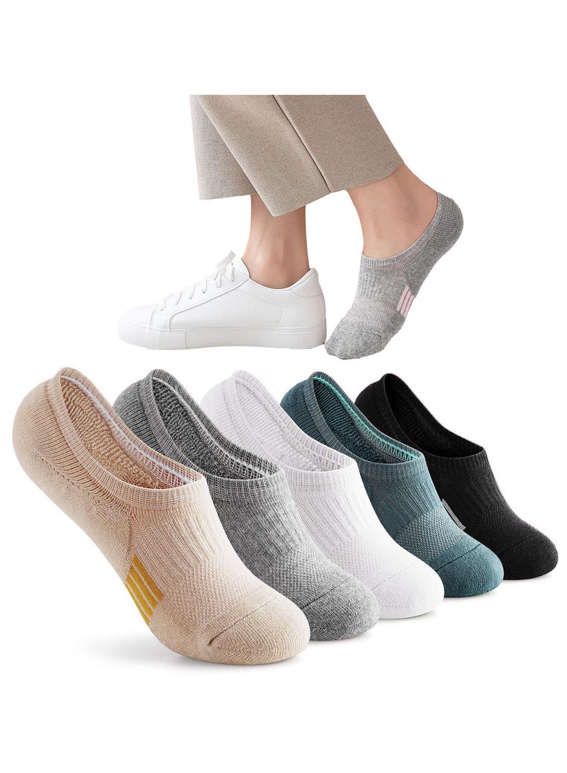 Sweet seven جوارب نسائية غير مرئية - جوارب كاحل مبطنة للجري (5 أزواج) - Image 1