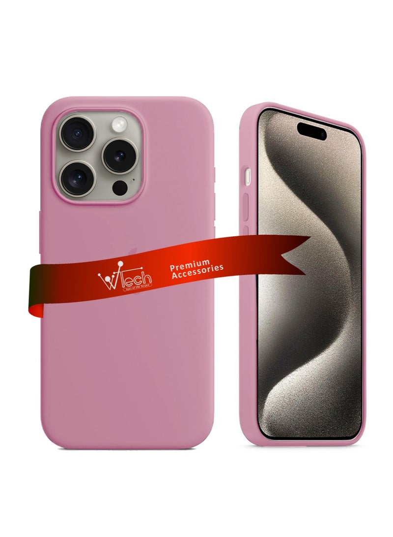 Wtech Soft Liquid Silicone Case Cover For Apple iPhone 15 Pro 2023 Light Pink - Image 1