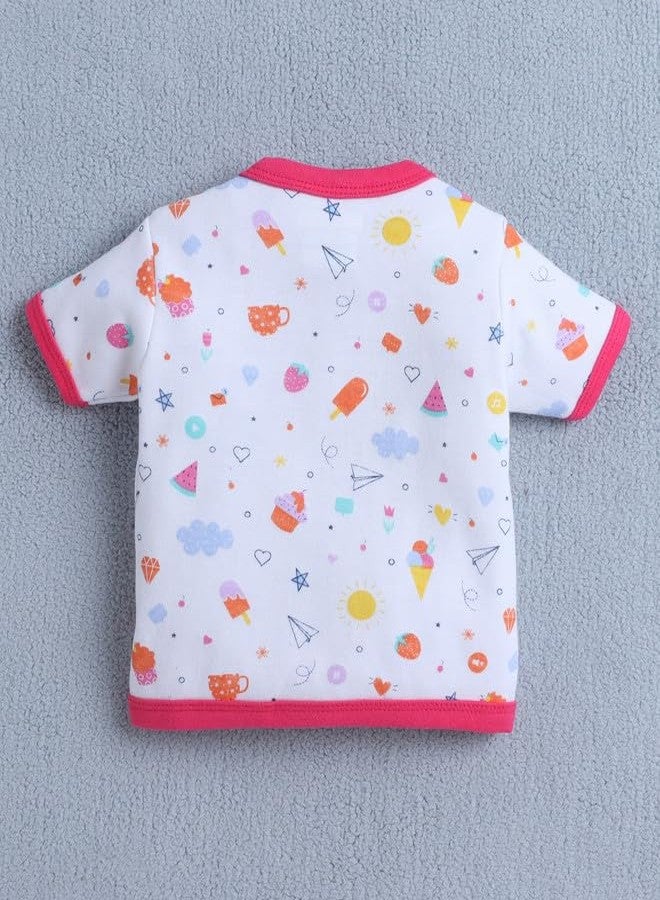 BUMZEE Baby Girls Cotton Pack of 3 Front Open Jablas Half Sleeves Pink & White - 0-3 Months (Peb10536B-pnk) - Image 3