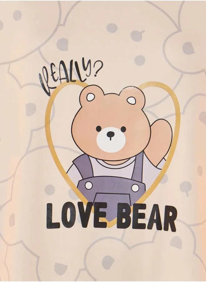 تايك تو Graphic Bear Pint Round Neck Nightdress