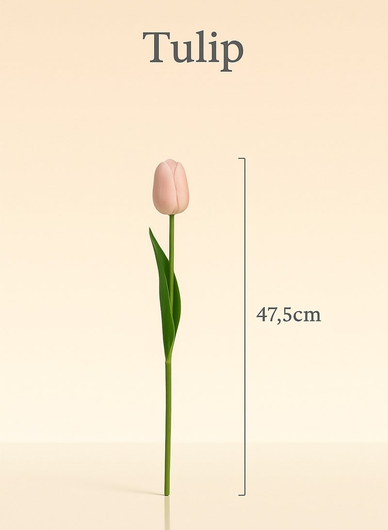 12 PCS Real Touch Pink Tulip Artificial Flowers Bouquet - 47.5cm Lifelike Fake Tulip Bundle, Ideal for Home, Wedding, Hotel, Office & Party Decoration - Image 2