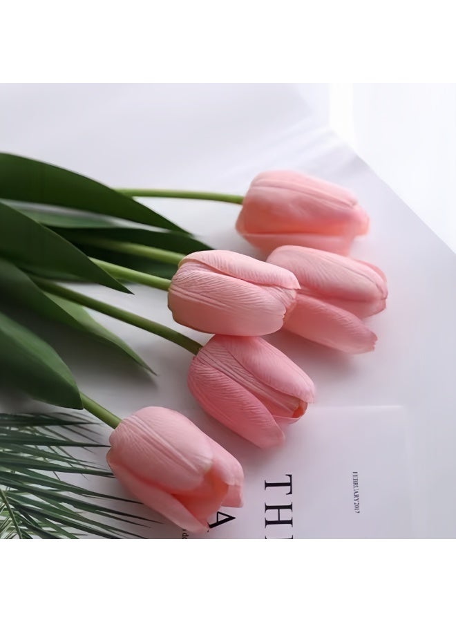 12 Pcs Pink Artificial Tulip Flowers | Real Touch | Home & Wedding Decor - Image 4