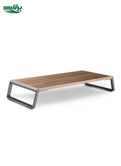 Monitor Stand Riser with Metal Feet for iMac MacBook LCD Display Printer, Lapdesk Tabletop Organizer Sturdy Platform Save Space(Dark Wood Grain)