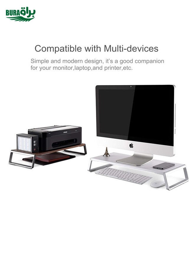 Monitor Stand Riser with Metal Feet for iMac MacBook LCD Display Printer, Lapdesk Tabletop Organizer Sturdy Platform Save Space(Dark Wood Grain)