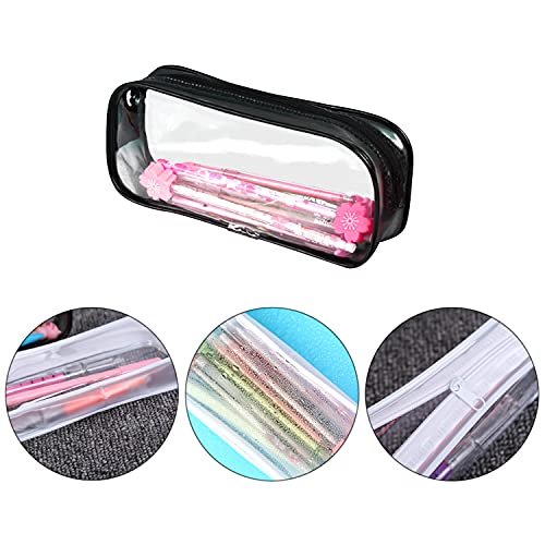 Odowalker 20 Pcs PVC Pencil Bag Clear Pencil Case with Zipper Bulk Big Capacity Makeup Pouch Clear Travel Toiletry Bag for School Office Stationery and Travel - Image 3