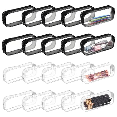 Odowalker 20 Pcs PVC Pencil Bag Clear Pencil Case with Zipper Bulk Big Capacity Makeup Pouch Clear Travel Toiletry Bag for School Office Stationery and Travel - Image 1