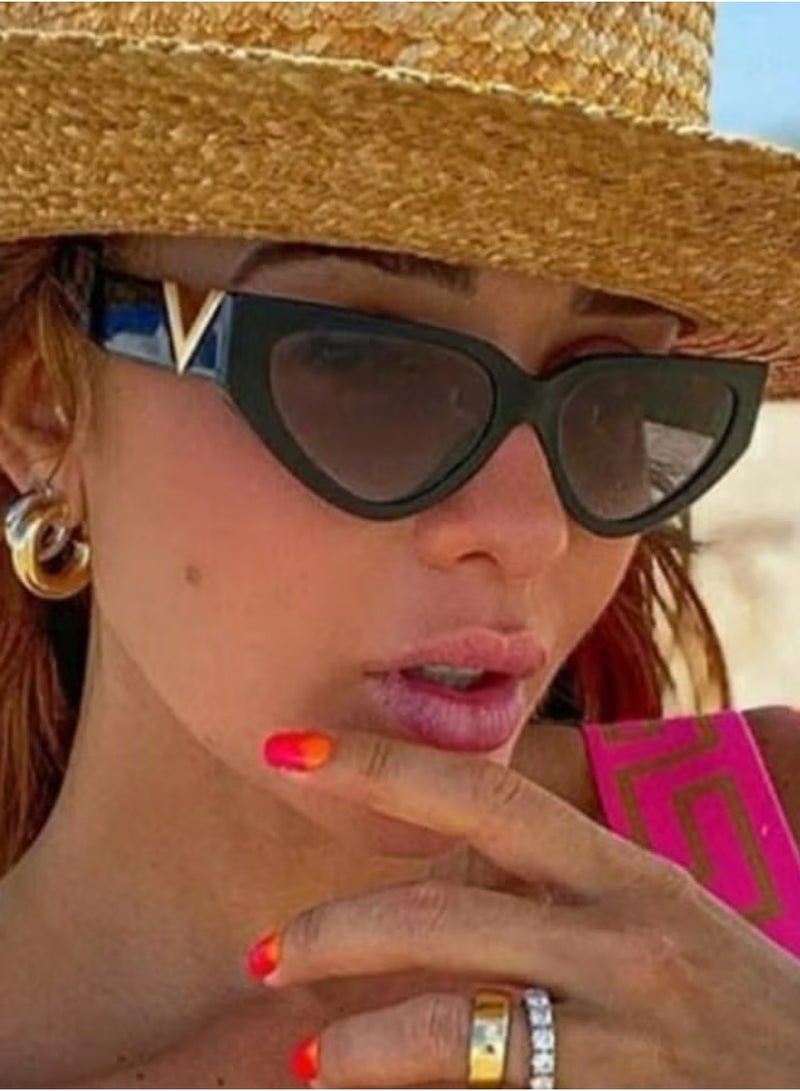 FRISKY Fashion Cat Eye Sunglasses for Women 90s Retro Trendy Y2K Aesthetic Vintage Small Black Shades 2 Pack - Image 5