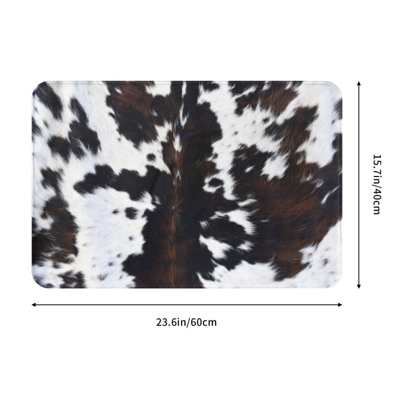 Poream Western Cowhide Cow Print Bath Mats Bathroom Decor  Soft Absorbent Cow Cowhide Bath Rug Non-Slip Floor Rug Carpets for Kitchen Bathroom Laundry Bedroom Living Room Decoration - Image 1