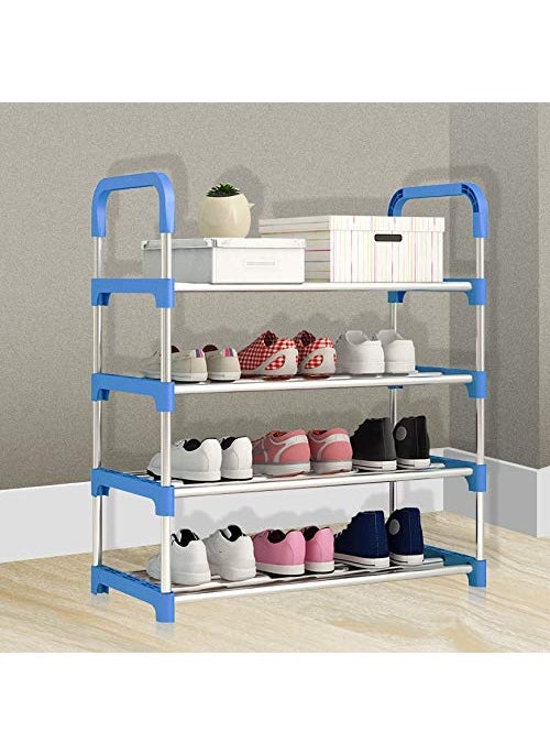 Three Secondz Three Secondz 4 Layers Free Standing Shoe Storage Study Room Office Racks and Shelves of Steel Rack Plastic Shoe Racks for Home Iron Shoe Racks Metal  - Image 1