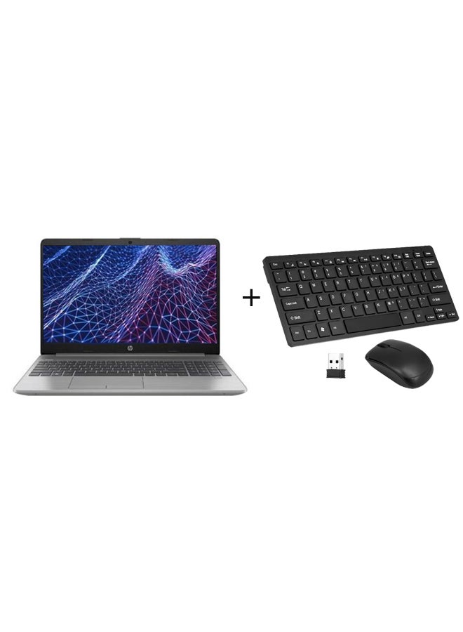 HP لابتوب 255 G9 مع شاشة فائقة الدقة مقاس 15.6 بوصة ومعالج رايزن 5-5625U / ذاكرة وصول عشوائي (رام) سعة 8 جيجابايت / محرك أقراص اس اس دي سعة 256 جيجابايت / نظام تشغيل ويندوز 10 / رسومات ايه ام دي راديون + لوحة مفاتيح لاسلكية محمولة مع مجموعة ماوس الإنجليزية/العربية فضي كويكبي - Image 1