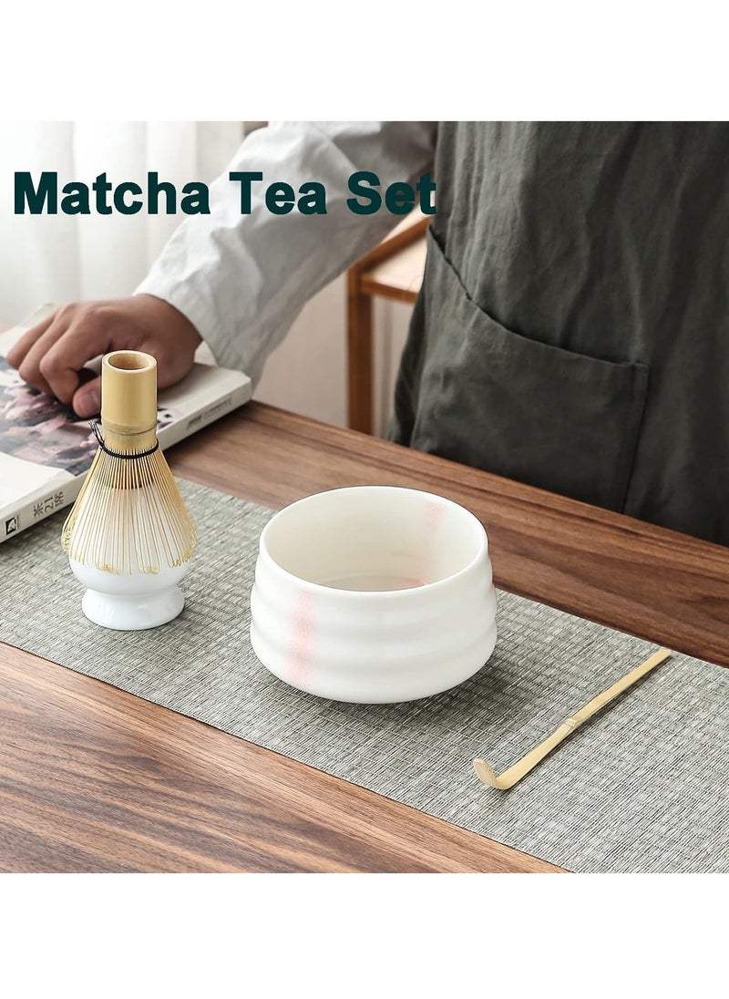 Arabest 4 Piece Matcha Tea Set Matcha Whisk Kit Matcha Ceramic Bowl Matcha Whisk, White Whisk Holder Traditional Scoop Perfect Set to a Traditional of Matcha Tool (Pink and White)  - Image 2