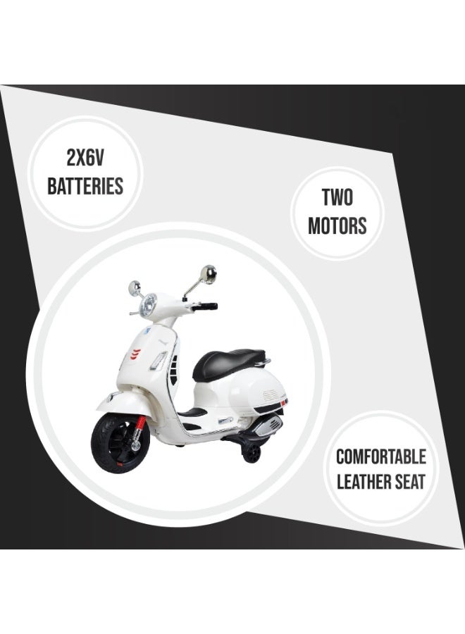 Vespa - Electric Ride On Scooter Bike - 12V - White - Image 5