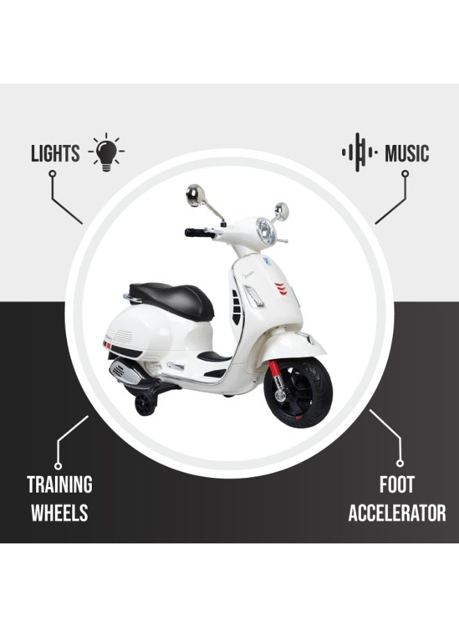 Vespa - Electric Ride On Scooter Bike - 12V - White - Image 4