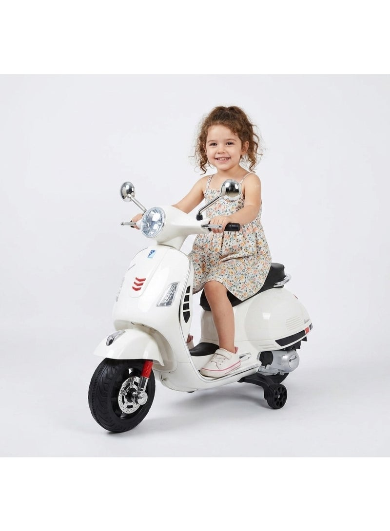 Vespa - Electric Ride On Scooter Bike - 12V - White - Image 2