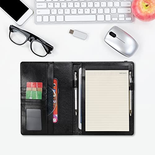 Wonderpool A5 PU Leather Clipboard Partfolio Recipe Binder Notepad Forms Holders Document Case - Interview Planner Meeting Writing Padfolio File for Office Travel School Hotel Restaurant (A5,Black) - Image 5
