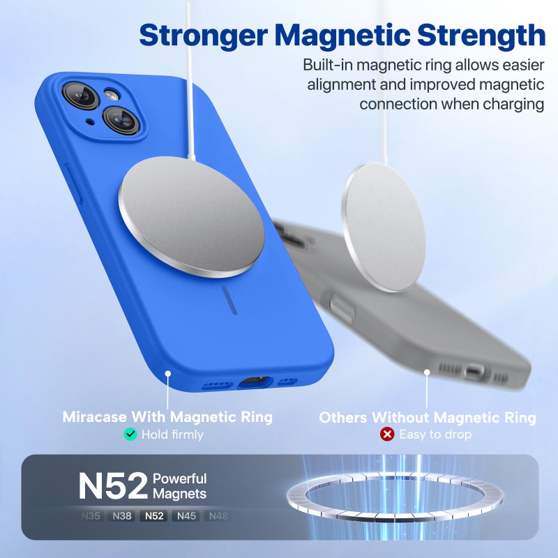 Miracase Compatible with iPhone 15 Case, [Soft Anti-Scratch Microfiber Lining], Liquid Silicone Case Gel Rubber Shockproof Drop Protection Phone Case for iPhone 15, Mediterranean Blue - Image 5