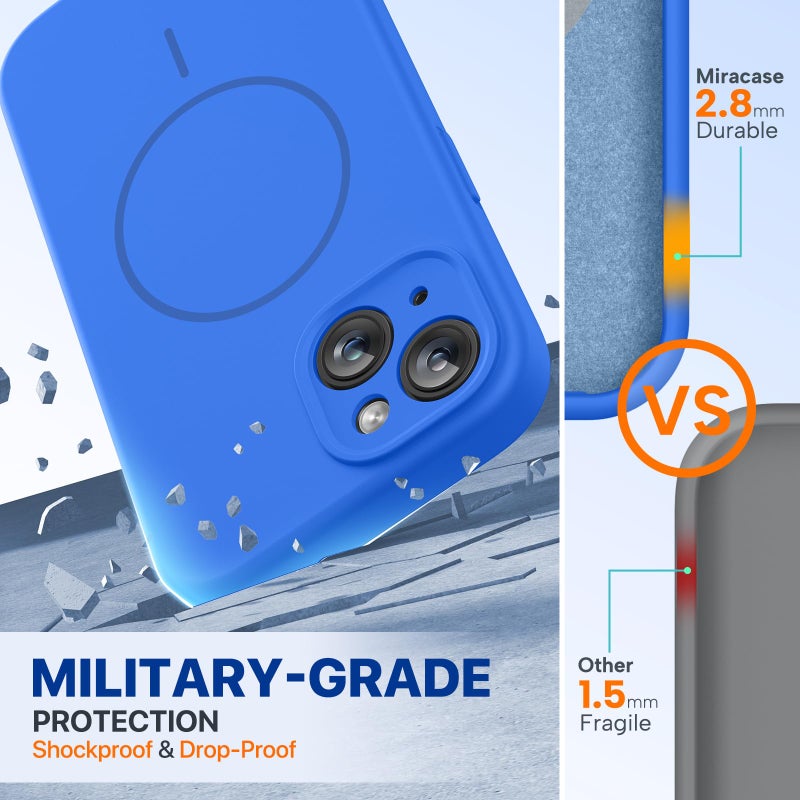 Miracase Compatible with iPhone 15 Case, [Soft Anti-Scratch Microfiber Lining], Liquid Silicone Case Gel Rubber Shockproof Drop Protection Phone Case for iPhone 15, Mediterranean Blue - Image 3
