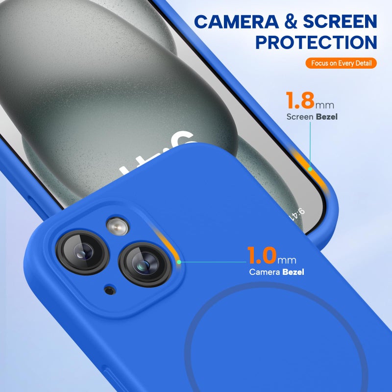 Miracase Compatible with iPhone 15 Case, [Soft Anti-Scratch Microfiber Lining], Liquid Silicone Case Gel Rubber Shockproof Drop Protection Phone Case for iPhone 15, Mediterranean Blue - Image 4