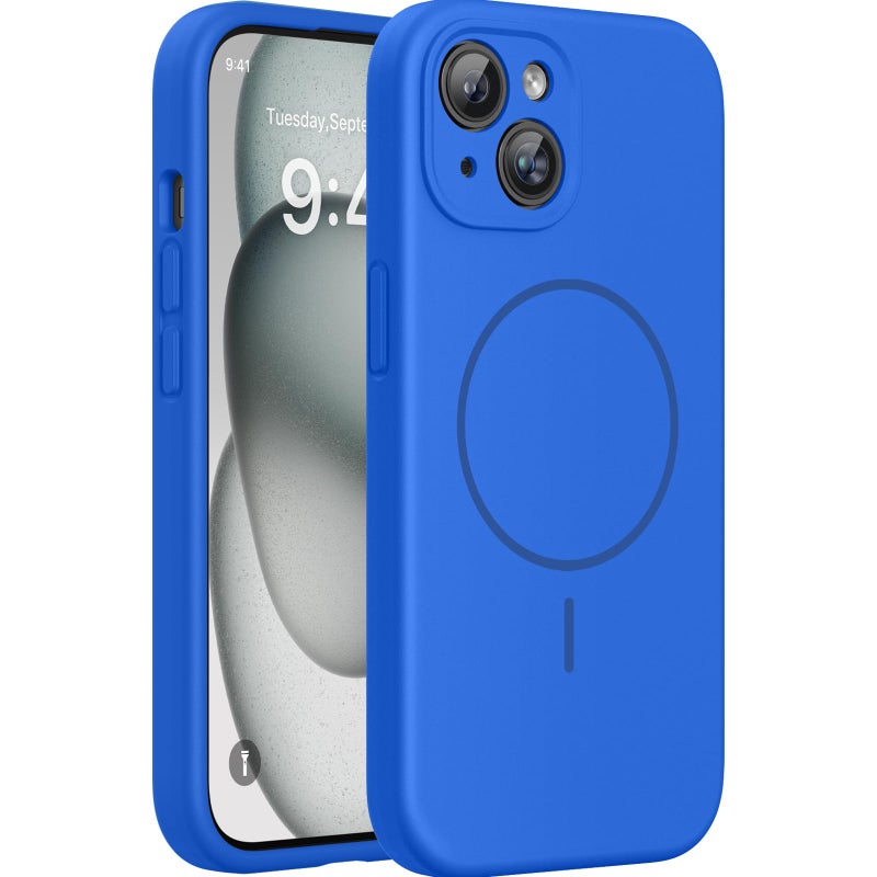 Miracase Compatible with iPhone 15 Case, [Soft Anti-Scratch Microfiber Lining], Liquid Silicone Case Gel Rubber Shockproof Drop Protection Phone Case for iPhone 15, Mediterranean Blue - Image 1