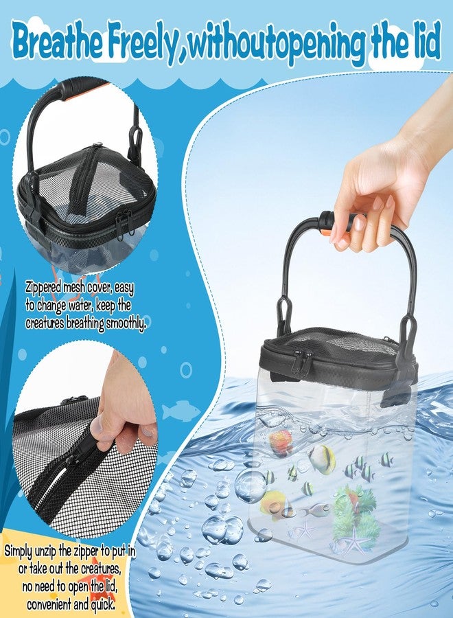 DANHMAO 2 Sets Catch Plastic Beach Aquarium Kit, Release Aquarium Box for Beach with Retractable Net Bag and Transparent Portable Handheld（Black） - Image 4