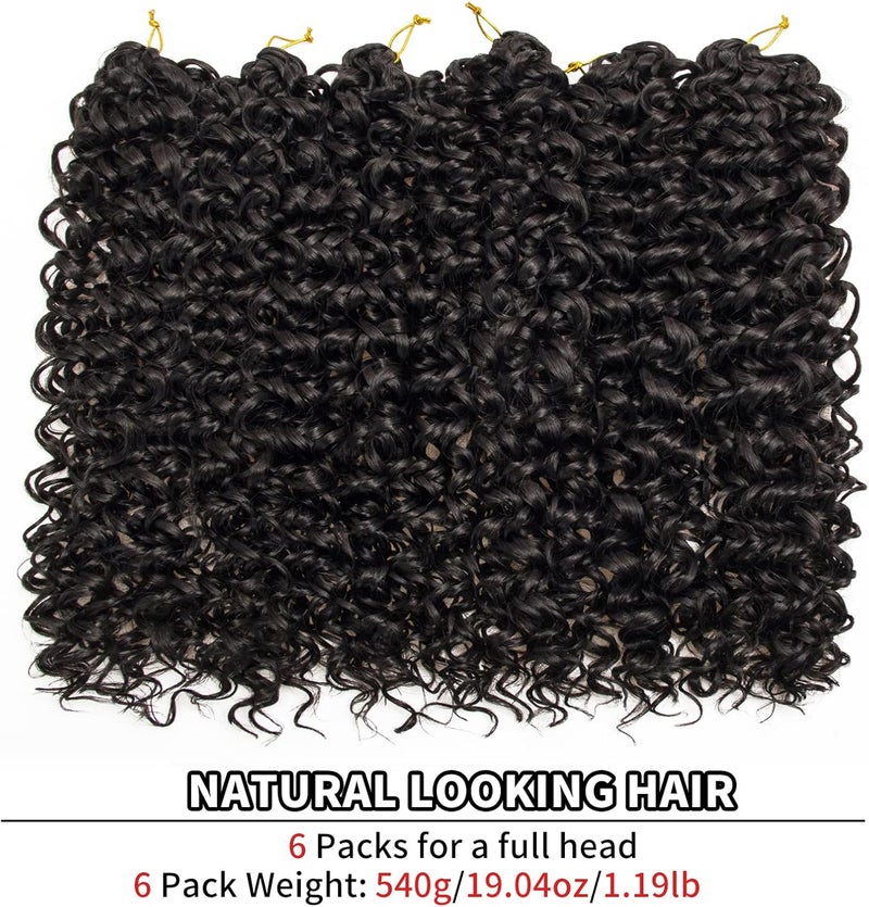 QRHSUKA شعر محبوك بنمط GoGo Curl للنساء، بتموجات مائية وشعر بشري مموج، إضافات شعر صناعية (طول 22 بوصة، عبوة تحتوي على 6 قطعات)، اللون الأسود الطبيعي - Image 3