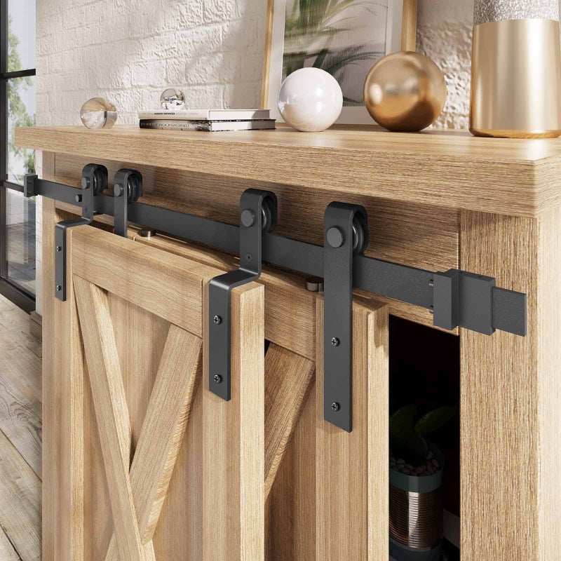 EaseLife 8 FT Mini Cabinet Bypass Sliding Barn Door Hardware Track KitEasy InstallSlide Smoothly QuietlyApply for Storage Window TV Stand and Other Shielding No Cabinet