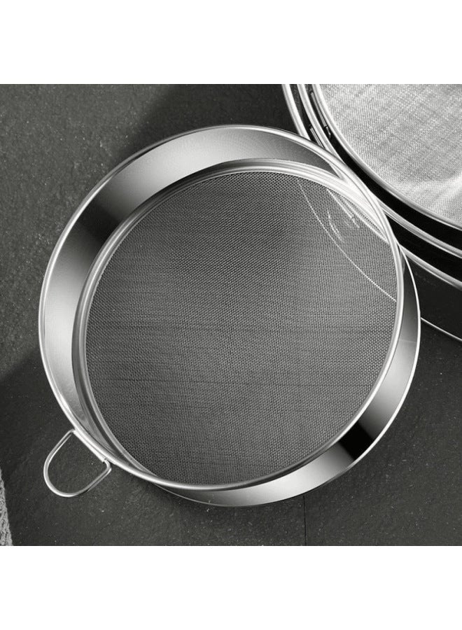 Powder Sieve Flour Sieve Filter Mesh Baking Tools Handheld 40-60 Mesh Powder Superfine Household Stainless Steel Screen Mesh-Specifications:40 Days [screen Block Flour/fine Multigrain Powder] High 4.8cm-Color:Upgraded Quality Model [29.9cm Extra Large Size] With Hanging Ring  - Image 2