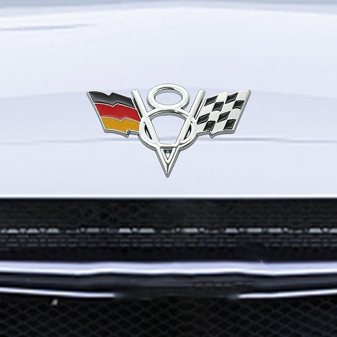 OAN 3D Metal V8 Engine Displacement Logo Racing Decoration Luggage Trunk Tailgate Bumper Badge Sticker Decoration Accessories (V8 Germany) - Image 2