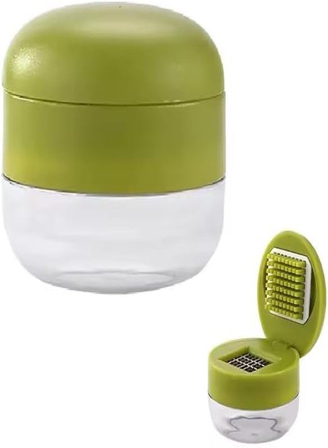 Emptycolor Mini Garlic Chopper and Press with Container, Emptycolor Manual Garlic Mincer Crusher Cutter Grinder, Stainless Steel Blades, Handheld Garlic Slicer Dicer Zoom Tool - Green - Image 4