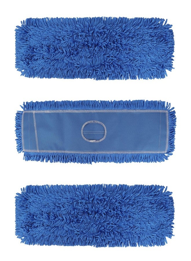 BeiLan 36 Inch Dust Mop Head: Replacement Medium Washable Commercial Mop Head - Sweeper and Janitorial Dust Mop Head Replacement Blue (Blue - 36 Inch, 3 Pack) - Image 1