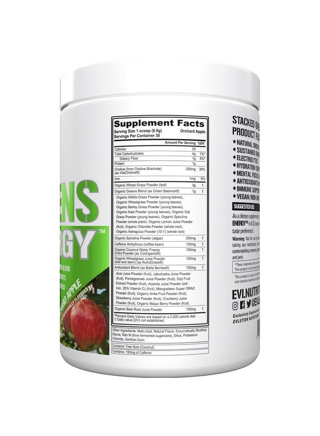 Evlution Greens and Superfoods Energy Drink Powder - EVL Super Greens Powder Smoothie Mix with Caffeine Spirulina Chlorella and Wheat Grass - Vegan - for Energy Focus and Immunity - Image 2